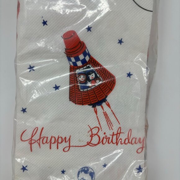 Vintage 1950s Tablecover Happy Birthday Party Rocket Atomic Saturn Outerspace Pr - Picture 8 of 8